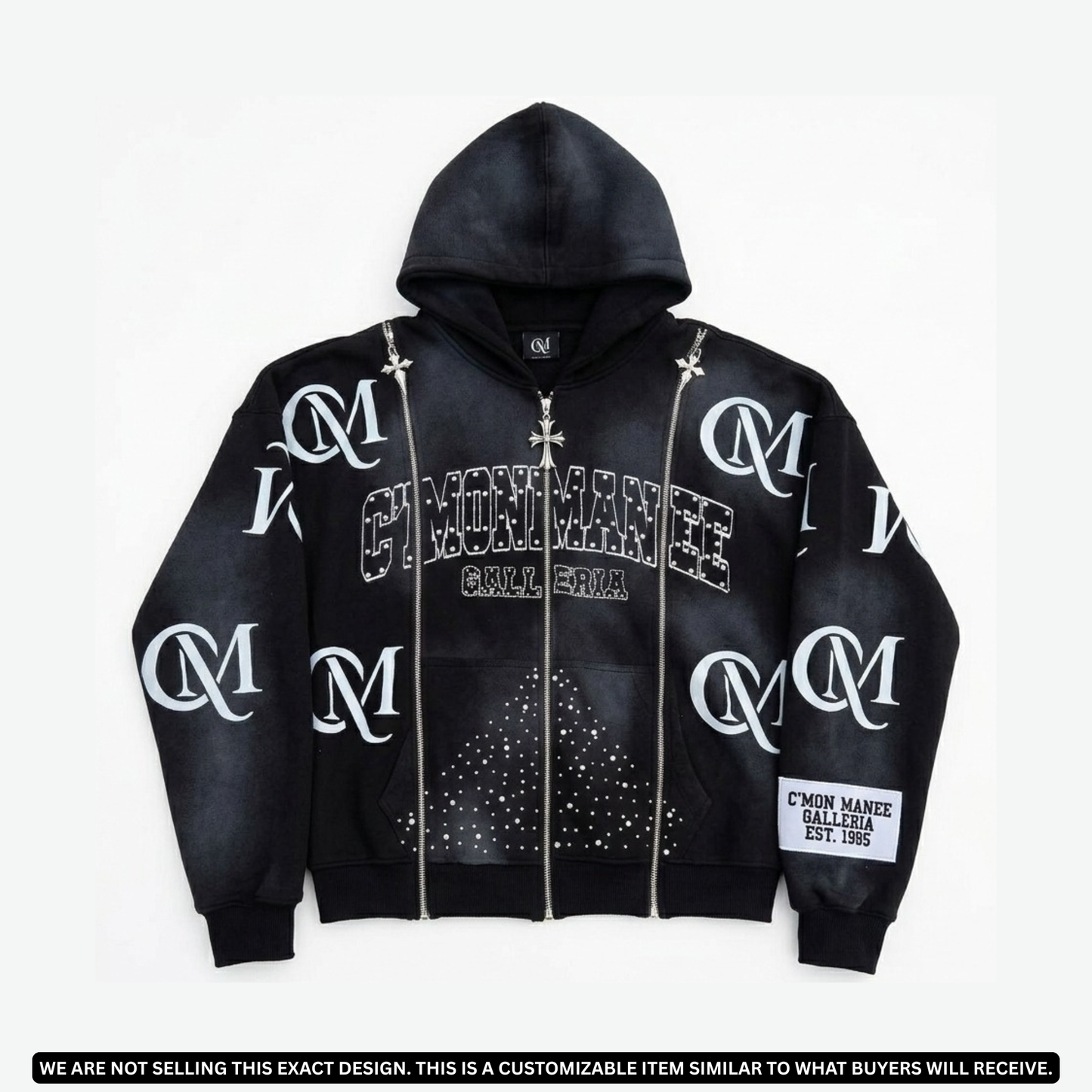 Premium Custom Zip-Up Hoodie Manufacturer | Rhinestone & Multi-Zipper Detailing | Bulk Orders & Wholesale
