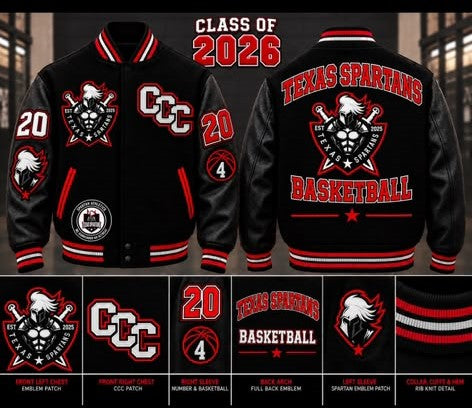 Custom Wool/Leather jacket size L - for TEXAS SPARTANS