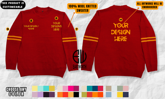 Personalized Unisex Knitted Embroidered School College Graduation Sweater