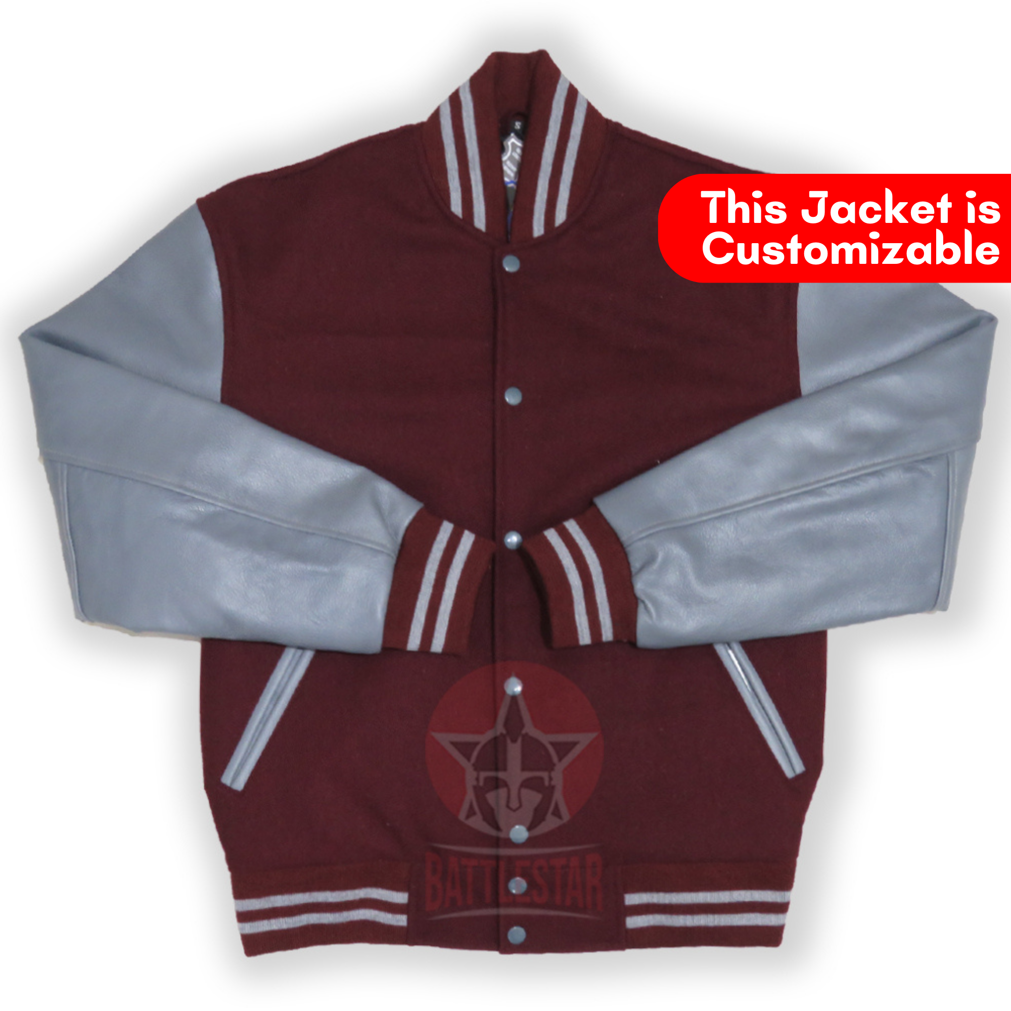 Maroon Wool Varsity Baseball Jacket Grey Leather Sleeves – Eastworth ...