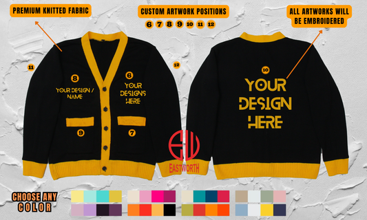 Personalized Unisex Jacquard Knitted Cardigan School College Embroidered Varsity Sweater