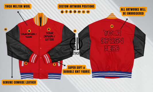 Personalized Classic Wool and Leather Embroidered Varsity Jacket