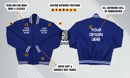 Personalized Classic Thick Full Wool Varsity Embroidered Jacket
