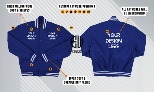 Personalized Classic Thick Full Wool Varsity Embroidered Jacket