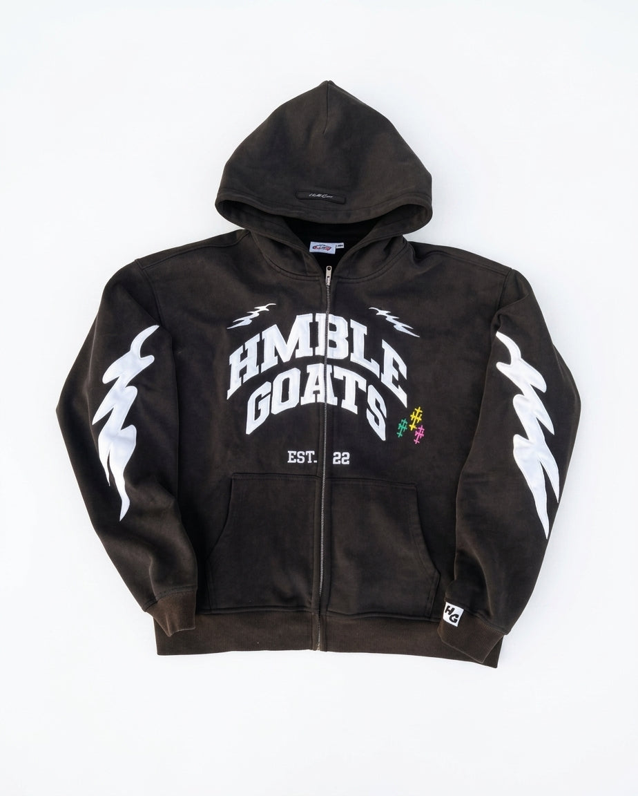 Premium Custom Screen Printed Full-Zip Hoodie| Heavyweight Cotton Fleece | Wholesale Cut & Sew OEM Manufacturing