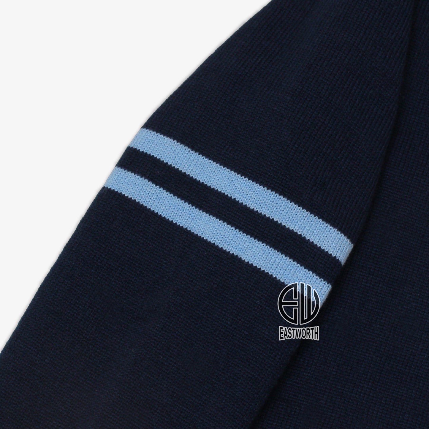 Handmade Unisex Jacquard Knitted Navy Blue- Sky Blue Cardigan School College Graduation Greek Sweater