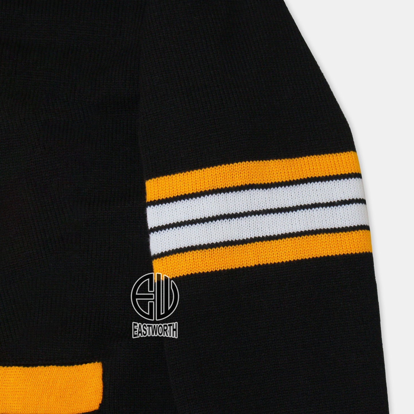 Handmade Unisex Jacquard Knitted Black & Gold Yellow Cardigan School College Graduation Greek Sweater