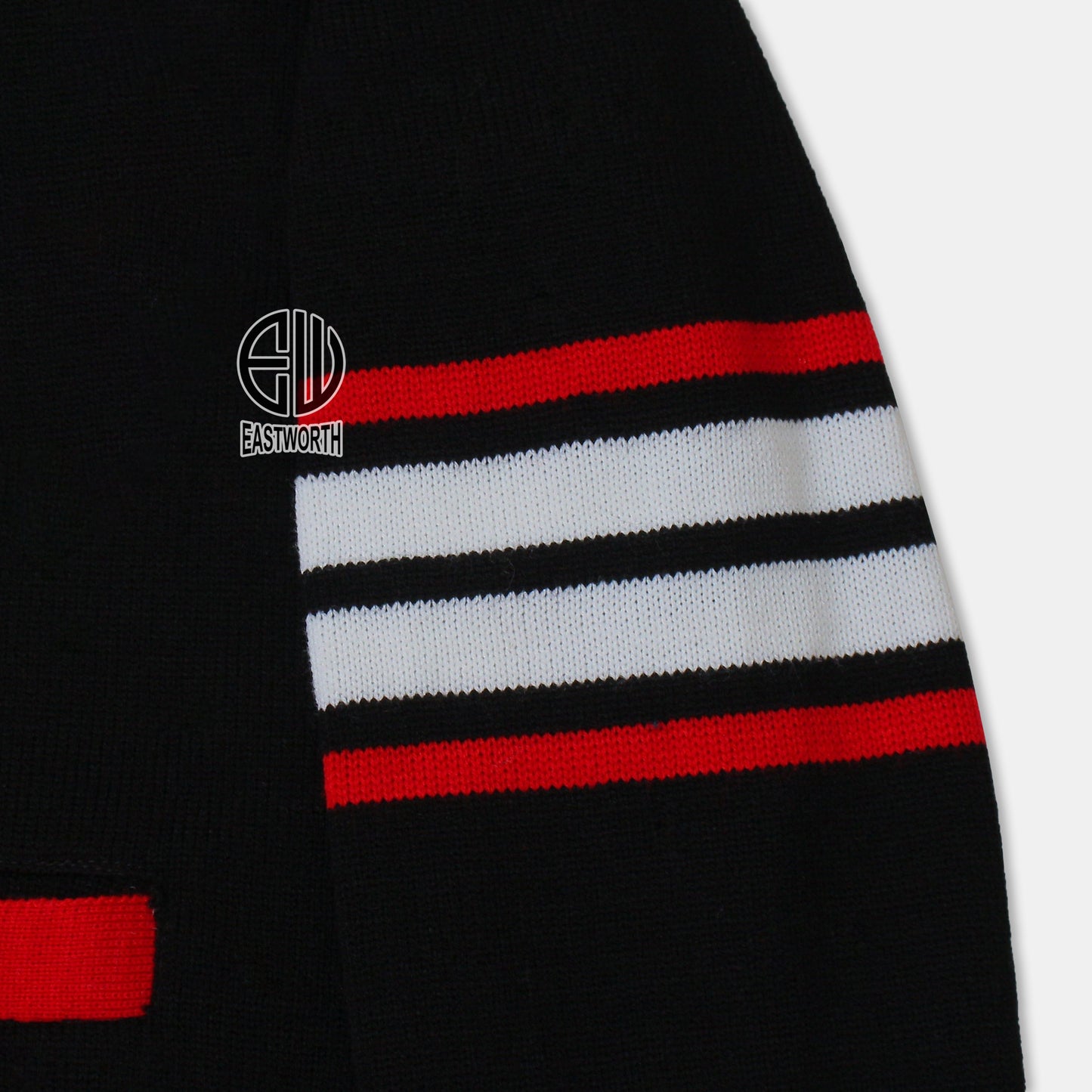 Handmade Unisex Jacquard Knitted Black & Red Cardigan School College Graduation Greek Sweater
