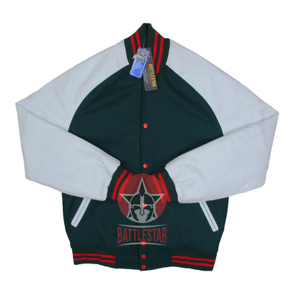 Forest Green Wool White Raglan Leather Sleeves Varsity Jacket