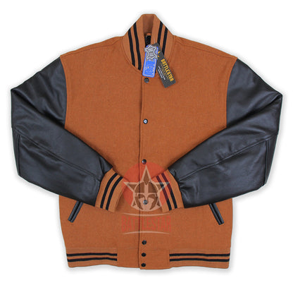 Men`s Brown Wool Varsity Chocolate Brown Sleeves