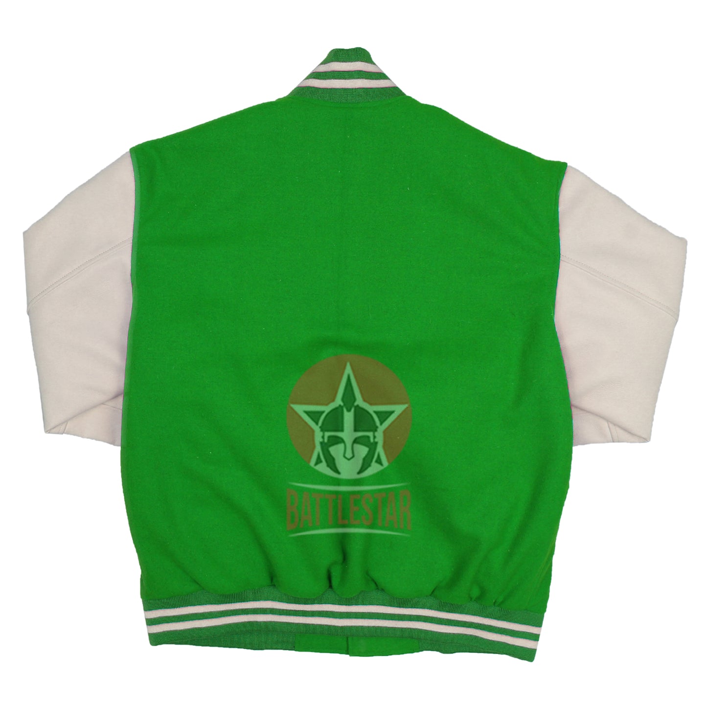 Kelly Green Wool Cream Leather Sleeves Varsity Baseball Jacket