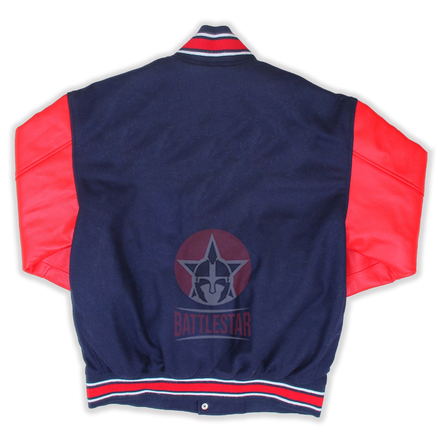 Navy Blue Wool Varsity Jacket Red Leather Sleeves