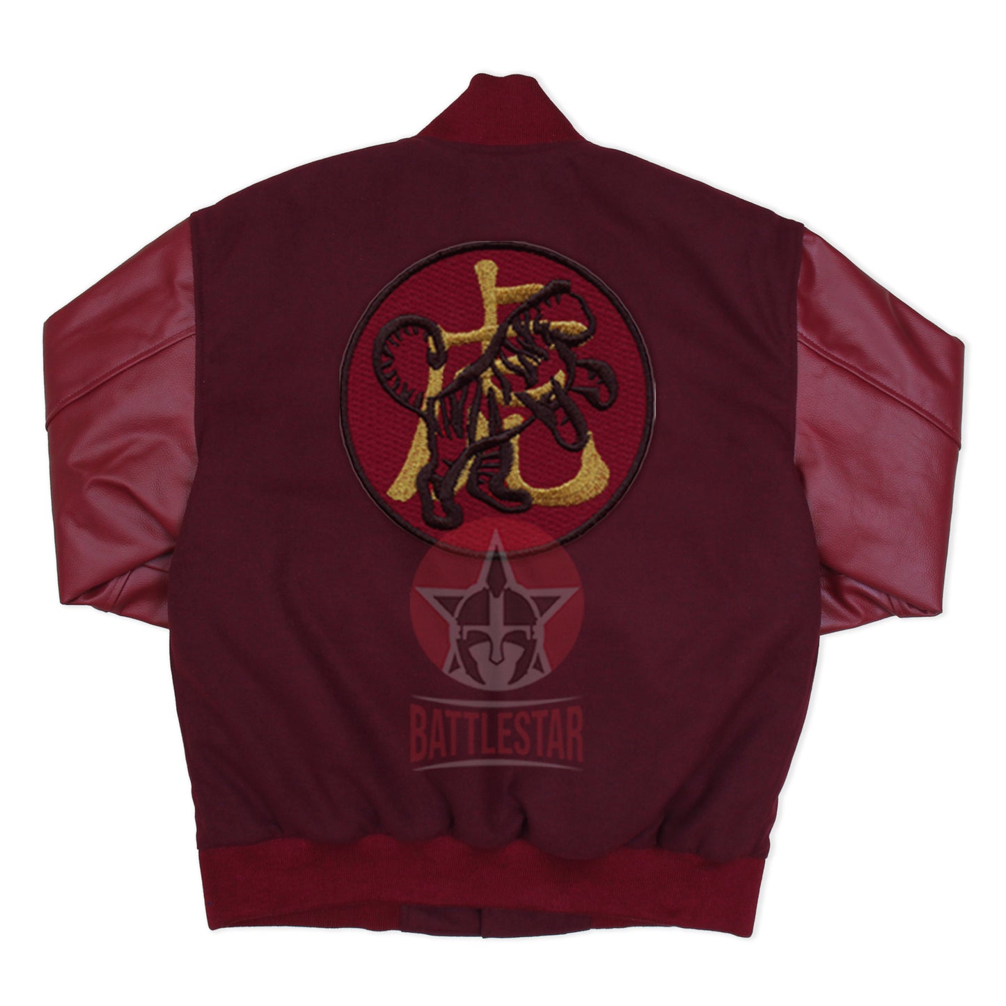 Year of the Tiger Embroidered Maroon Letterman Baseball Jacket