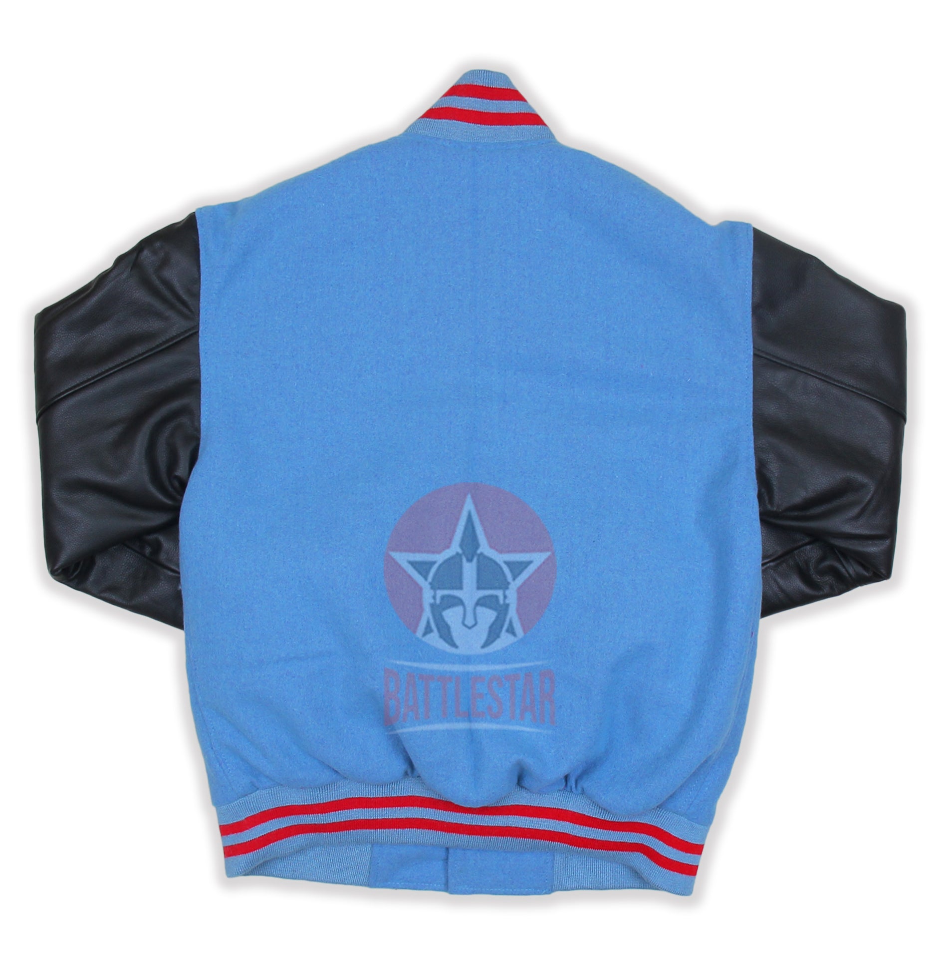 Red Wool Black Leather Sleeves Varsity Jacket