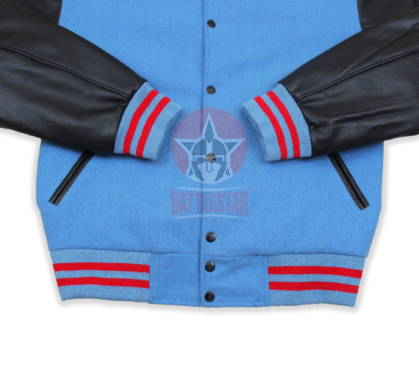 Red Wool Black Leather Sleeves Varsity Jacket