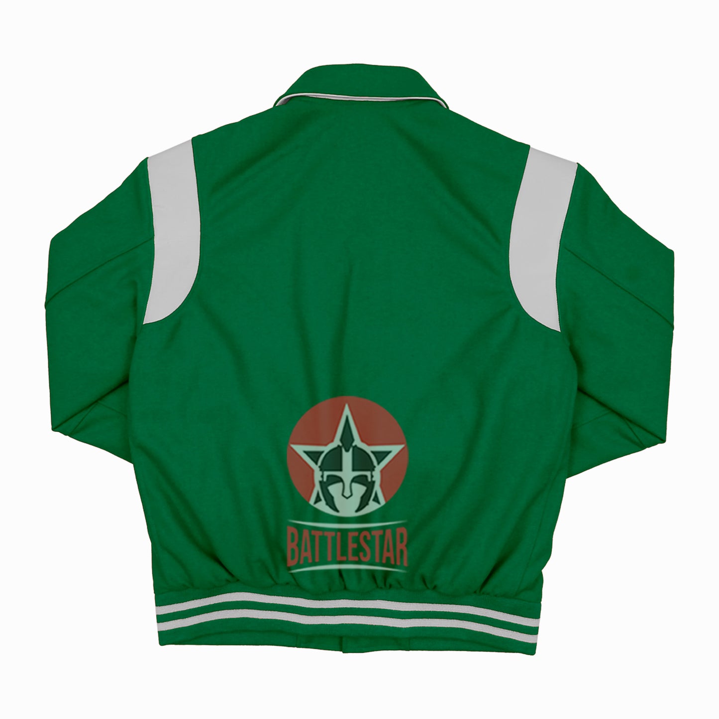 Byron Collar Kelly Green Wool White Leather Stripes Varsity Baseball Jacket