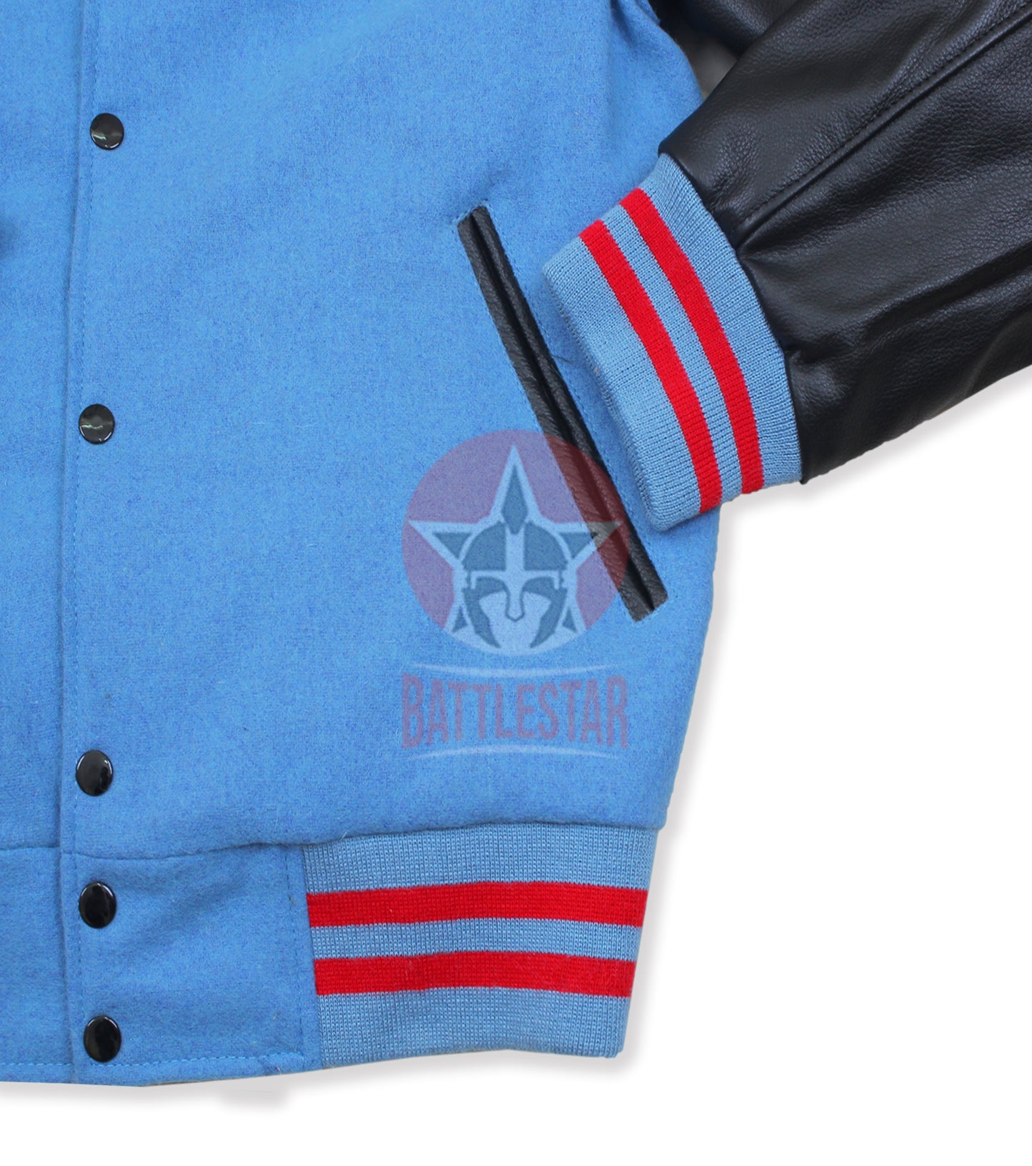 Red Wool Black Leather Sleeves Varsity Jacket