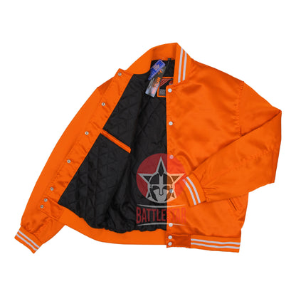 Orange Satin Varsity Baseball Jacket