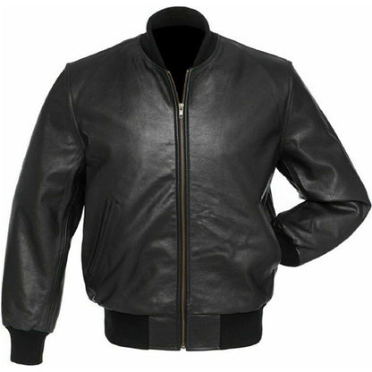 Battlestar Black Leather Varsity Motorbike Jacket - Battlestar Clothing & Gears Co