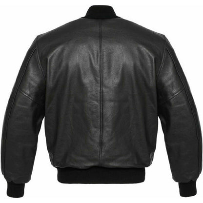 Battlestar Black Leather Varsity Motorbike Jacket - Battlestar Clothing & Gears Co