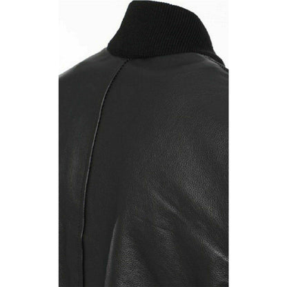 Battlestar Black Leather Varsity Motorbike Jacket - Battlestar Clothing & Gears Co