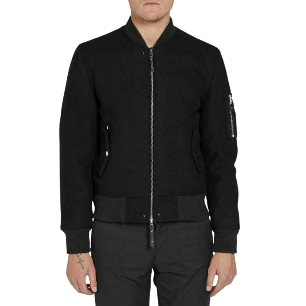 Battlestar MA-1 Black Wool Letterman Bomber Baseball Varsity Jacket - Battlestar Clothing & Gears Co
