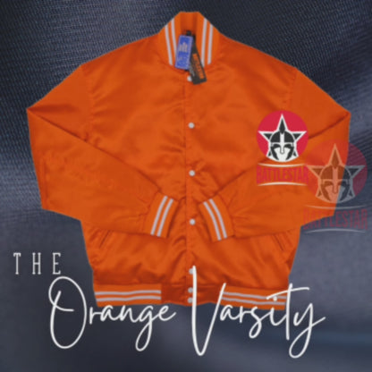 Orange Satin Varsity Baseball Jacket