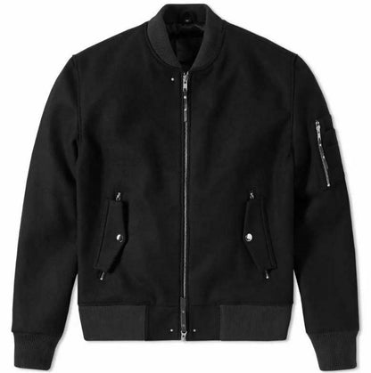 Battlestar MA-1 Black Wool Letterman Bomber Baseball Varsity Jacket - Battlestar Clothing & Gears Co